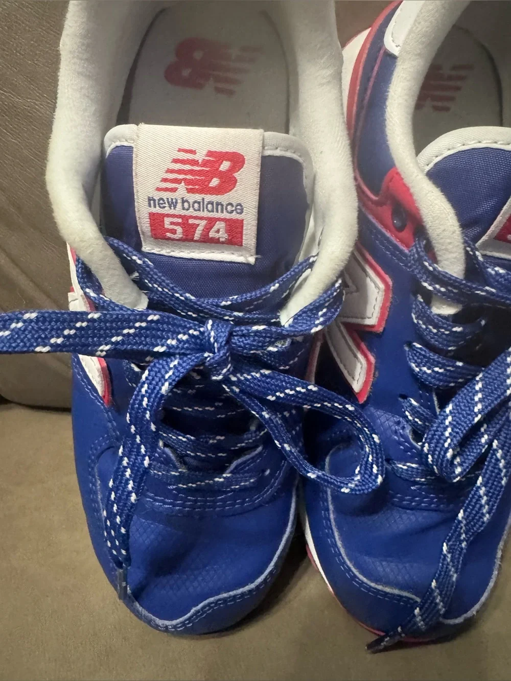 New Balance Kids' Navy Blue Sneakers with White and Red Accents